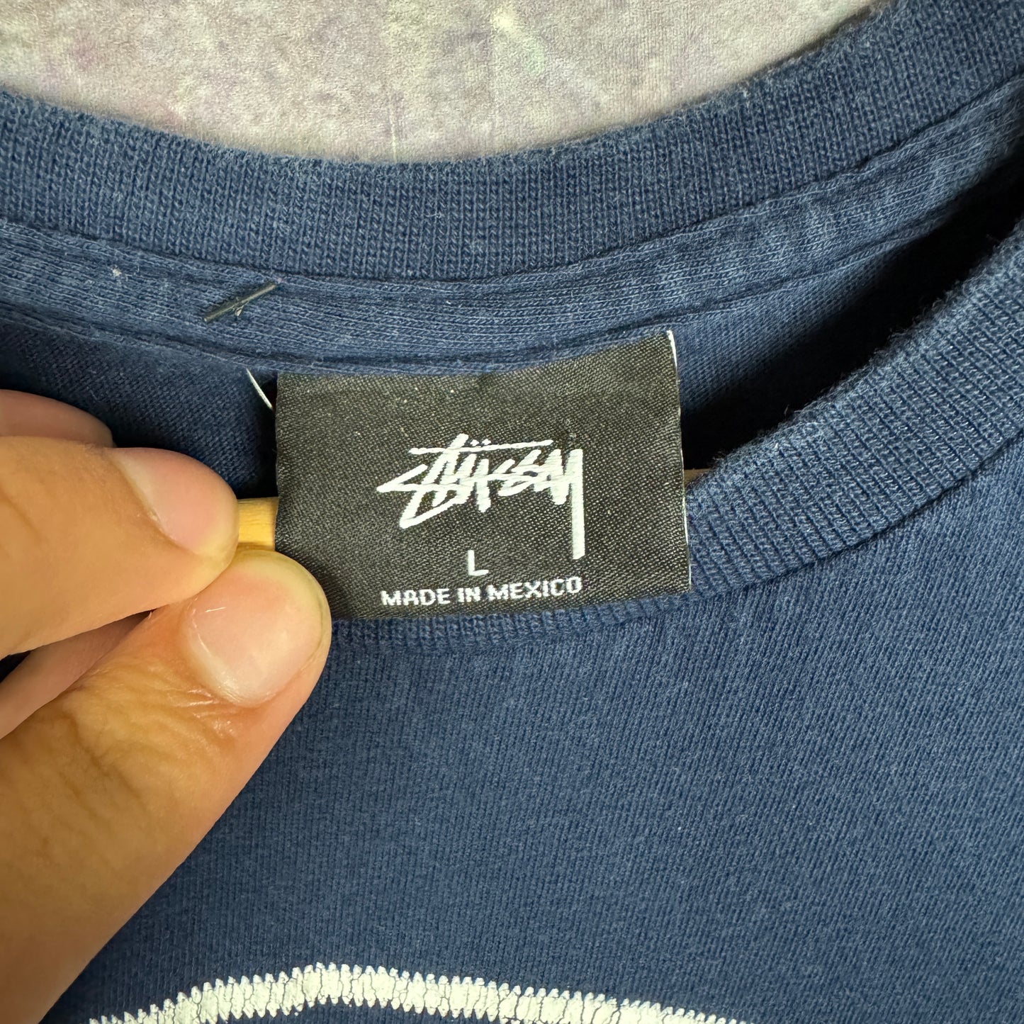 Early 00s Navy Blue Stussy No. 4 Graphic Shirt L 0826