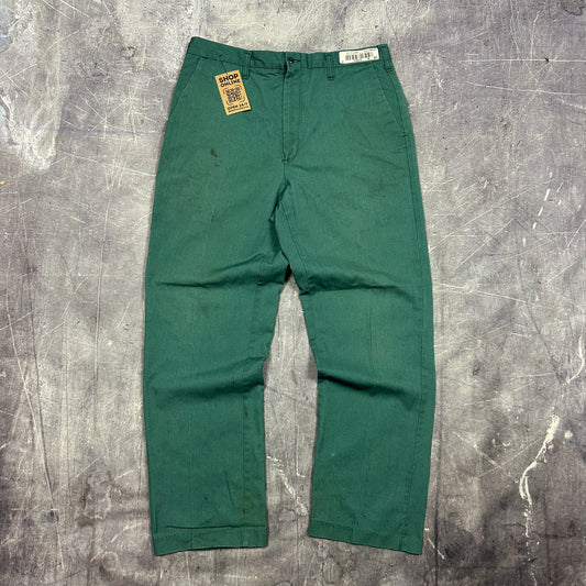 80s Green Cintas Cotton Poly Dickies Style Work Pants 33x28 AI47