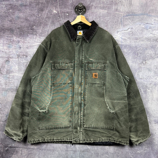 00s Moss Green Carhartt Quilt Lined Artic Jacket C26 MOS XXL Tall 0295