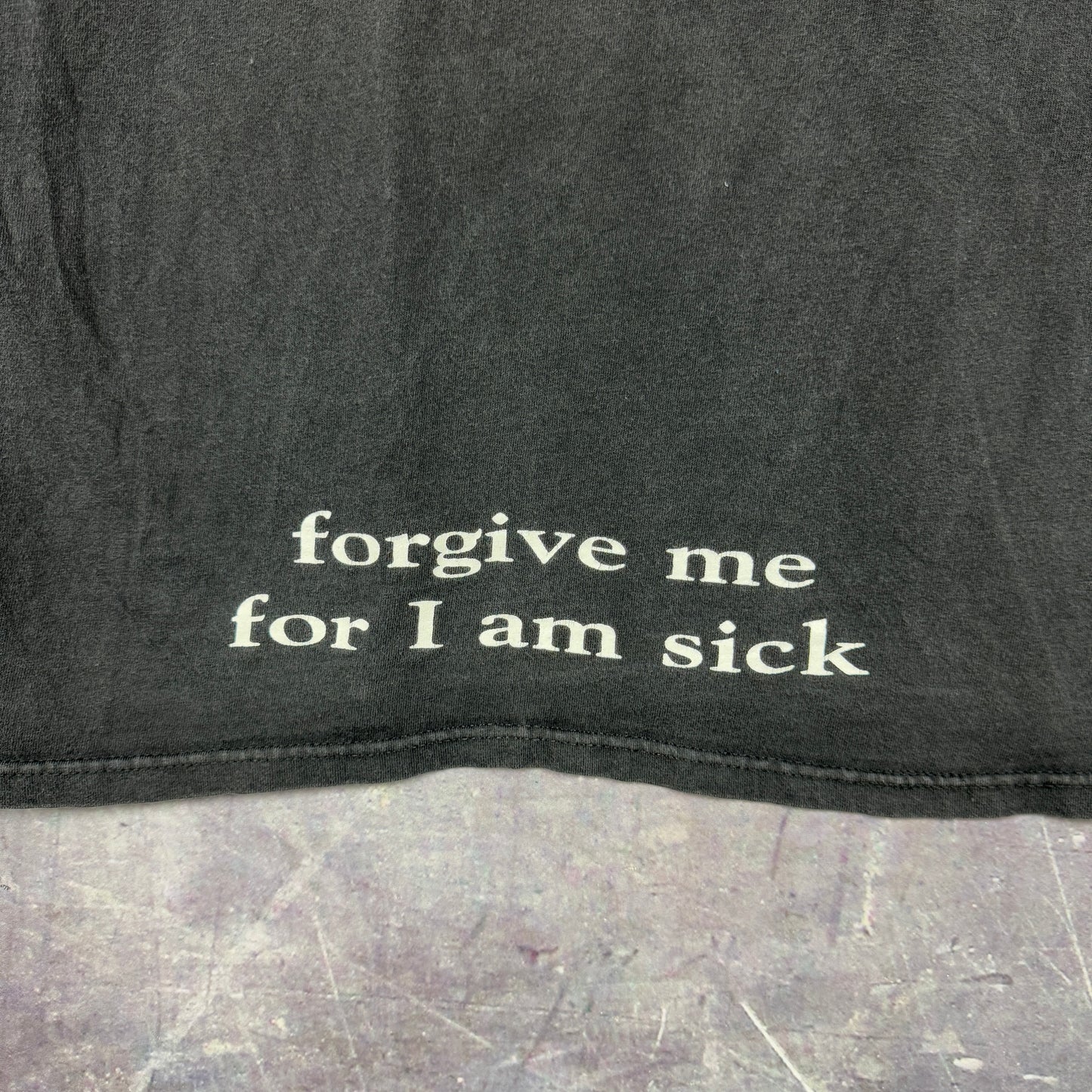 90s Faded Black Throat Culture Forgive Me For I Am Sick Graphic Long Sleeve Shirt XL 1131