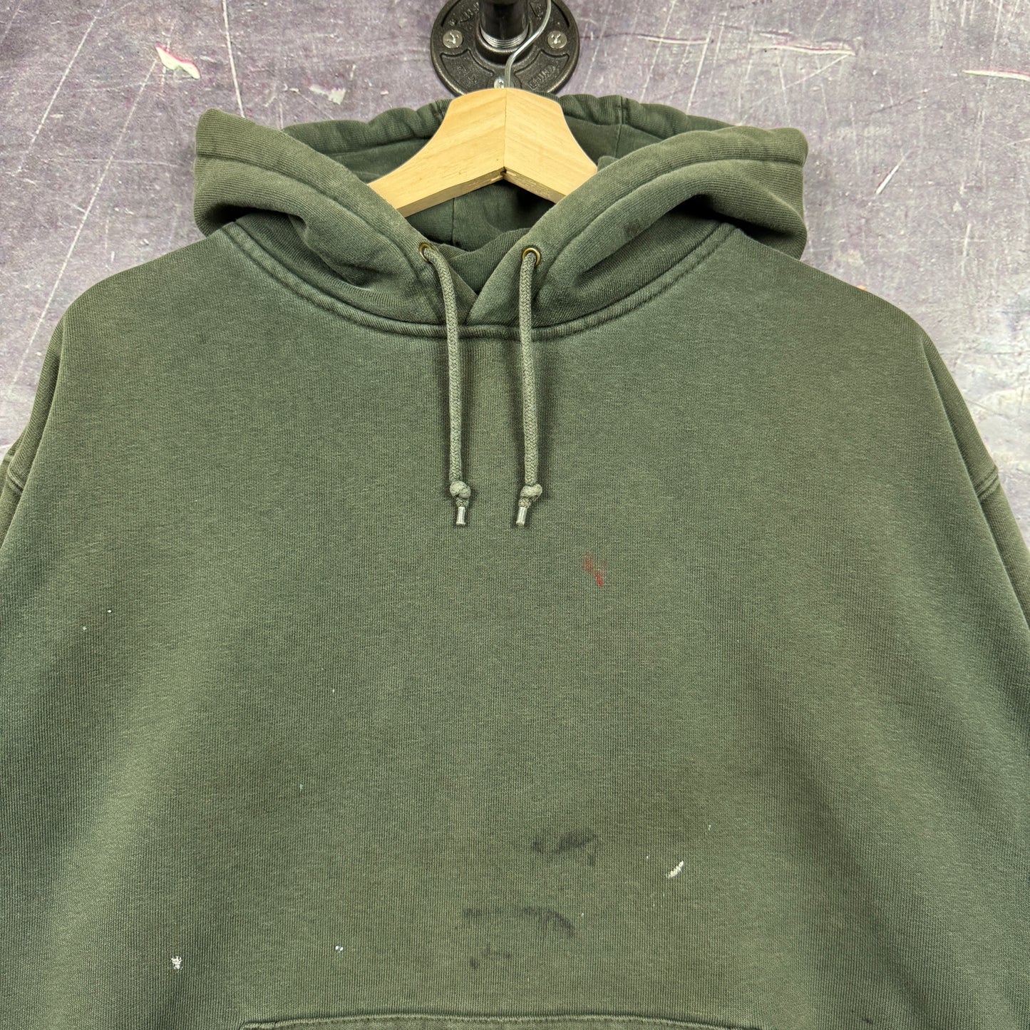 Early 00s Faded Olive Green Essential Logo Carhartt Hoodie L 0318