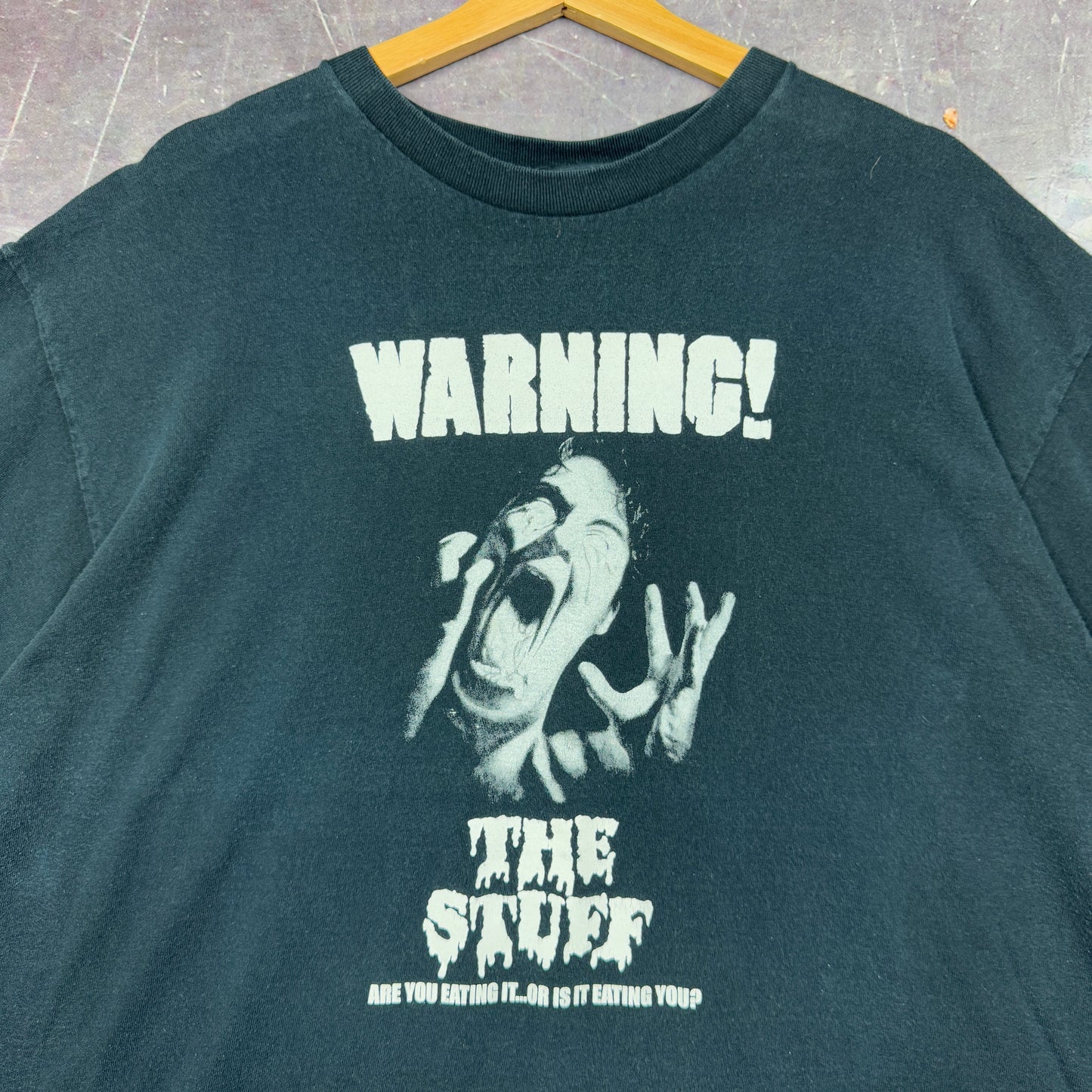 Early 00s Black The Stuff Movie Promo Are You Eating It Or Is It Eating You Graphic Shirt XL 0932