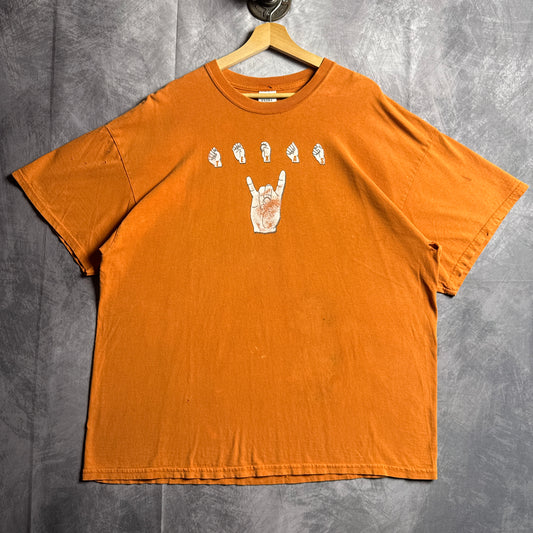 00s Orange Texas Longhorns Hand Sign Language Shirt 4593