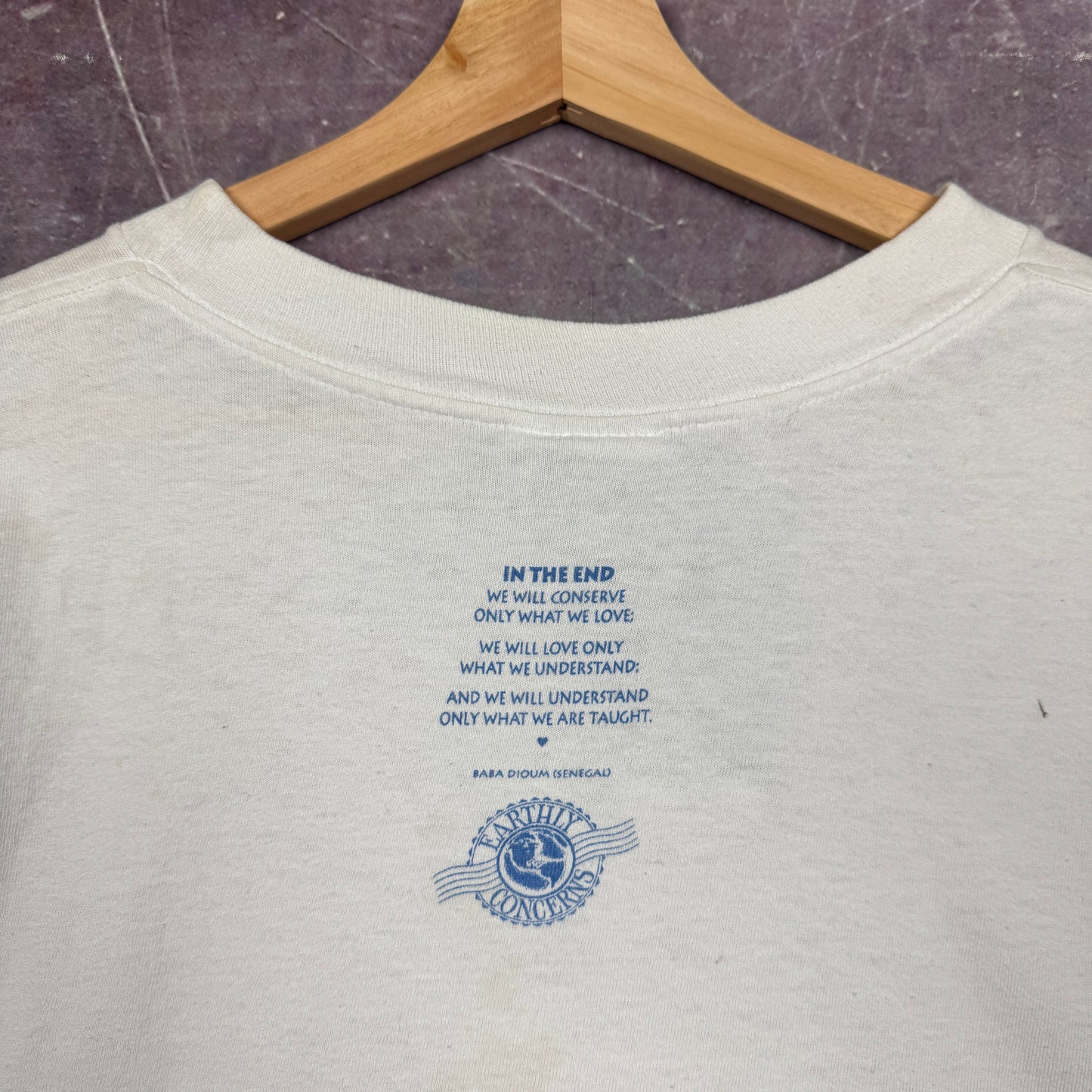 90s White Feel The Rhythm Of The Earth Animal Graphic Shirt XL 2525