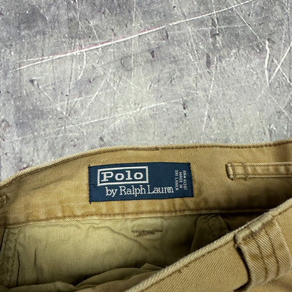 90s Tan Brown Polo Ralph Lauren Baggy Tactical Cargo Pants 36x29 AI64