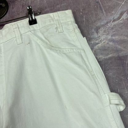 Early 00s White Dickies Painter Baggy Carpenter Work Shorts 35x11 AY18