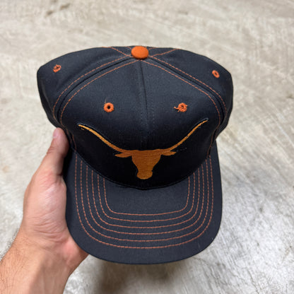 90s Black University of Texas Longhorns Plain Logo Annco Snapback Hat