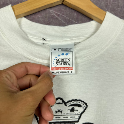 Early 00s White ZZ Top Z Tribe Houston Texas Indian Head Graphic Long Sleeve Shirt M 2874