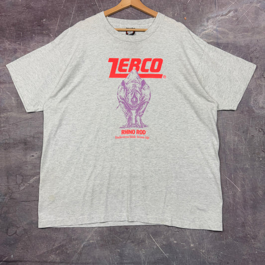 90s Light Gray Zebco Rhino Rod Graphic Shirt XXL 0952