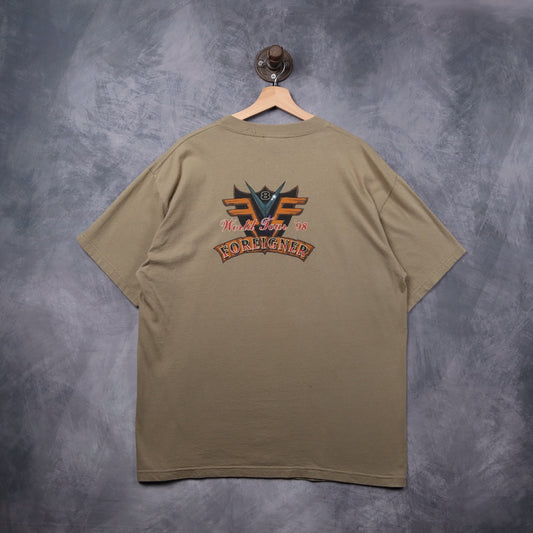 1998 Tan Foreigner Rev On The Red Line World Tour Shirt 5453