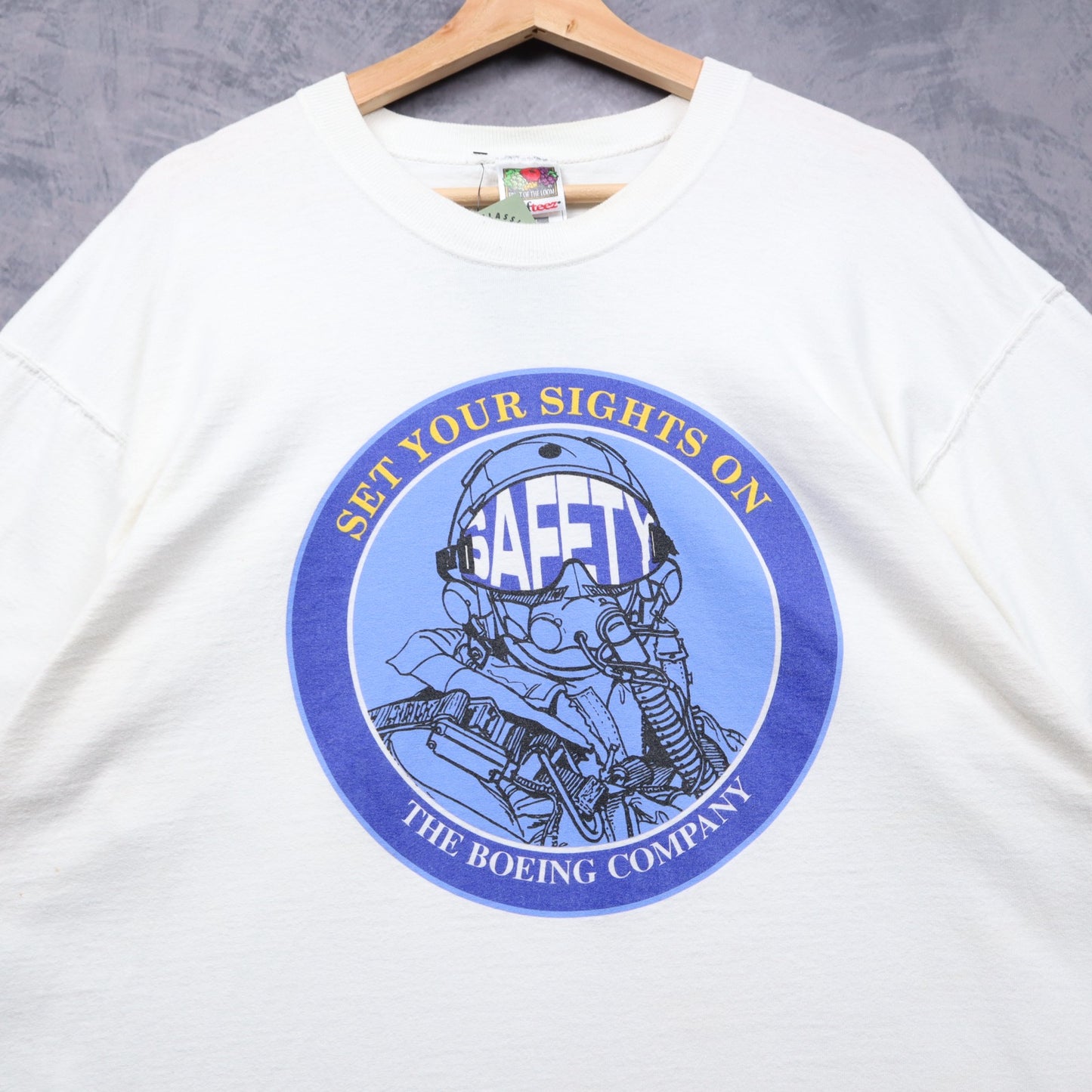 90s White Boeing Set Your Sights On Safety Shirt 4640