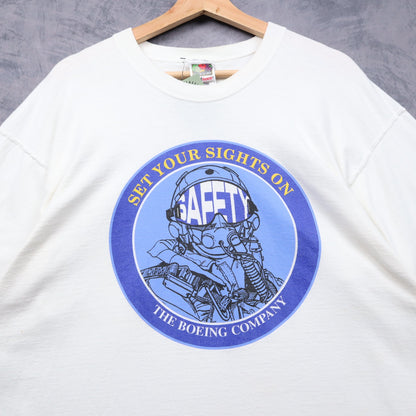 90s White Boeing Set Your Sights On Safety Shirt 4640