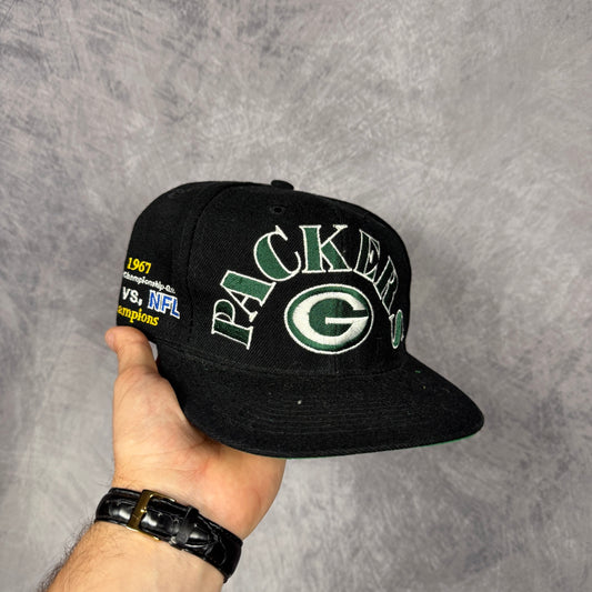 90s Black Green Bay Packers Champions Snapback Hat 6803