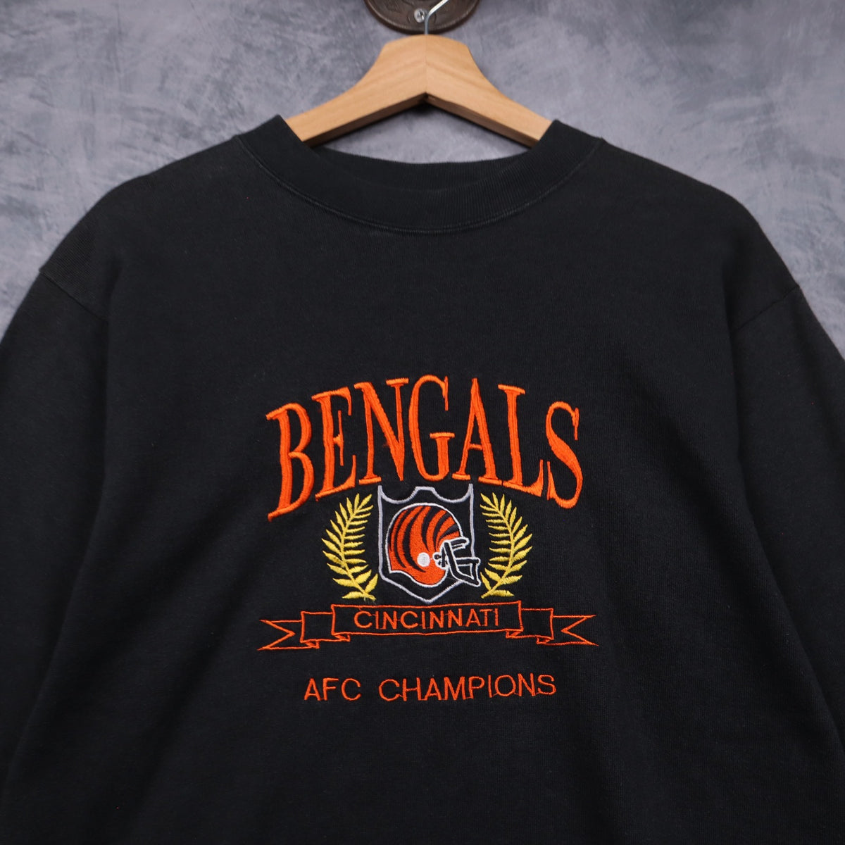 90s Black Cincinnati Bengals AFC Champions Embroidered Crewneck Sweatshirt 6452