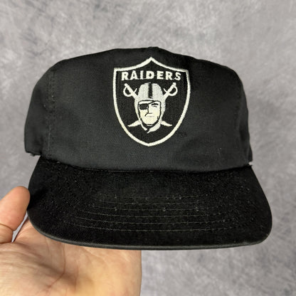 90s Black Oakland Raiders PLain Logo Snapback Hat 6796