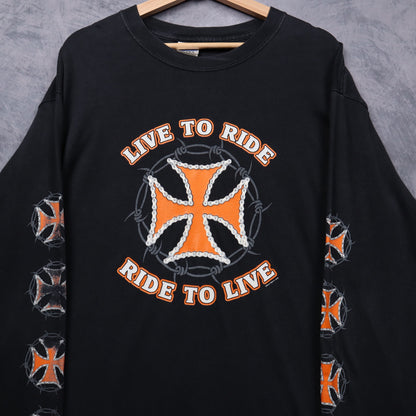 00s Black Live To Ride Chopper Long Sleeve Shirt 4991