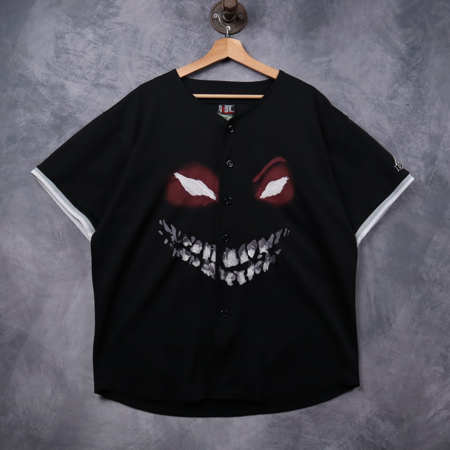 90s Black Disturbed Face Baseball Jersey 5373