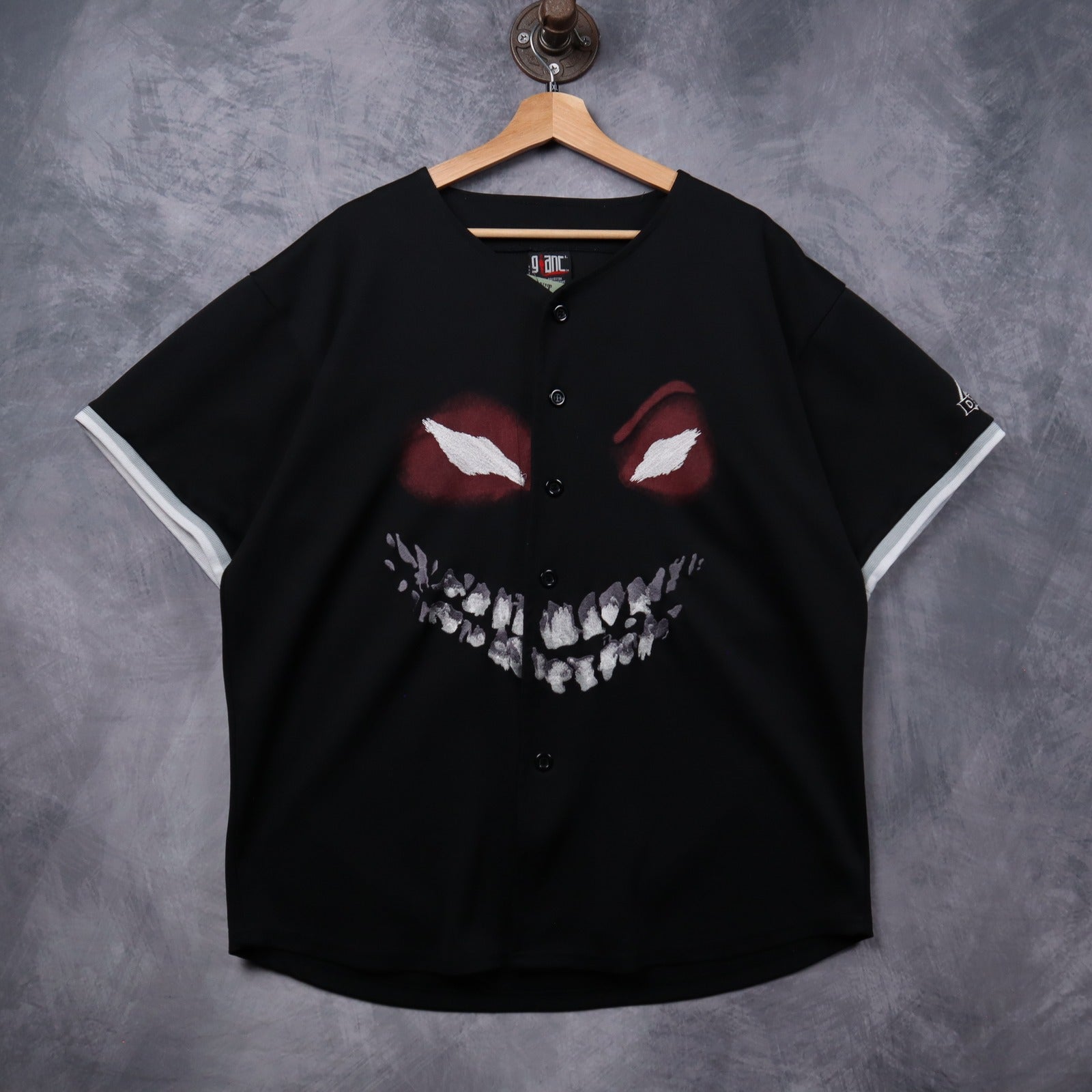 90s Black Disturbed Face Baseball Jersey 5373