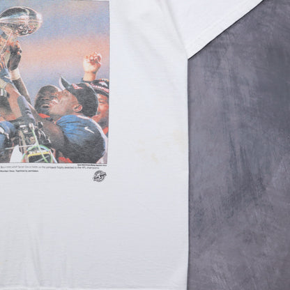1998 White Denver Broncos Super Bowl XXXII Newspaper Shirt 6711