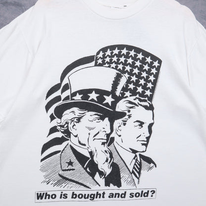 1997 White Rage Against The Machine 'Who Is Bought And Sold' Tour Shirt 5131