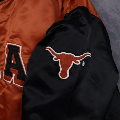 00s Burnt Orange Texas Longhorns Satin Varsity Jacket 5909