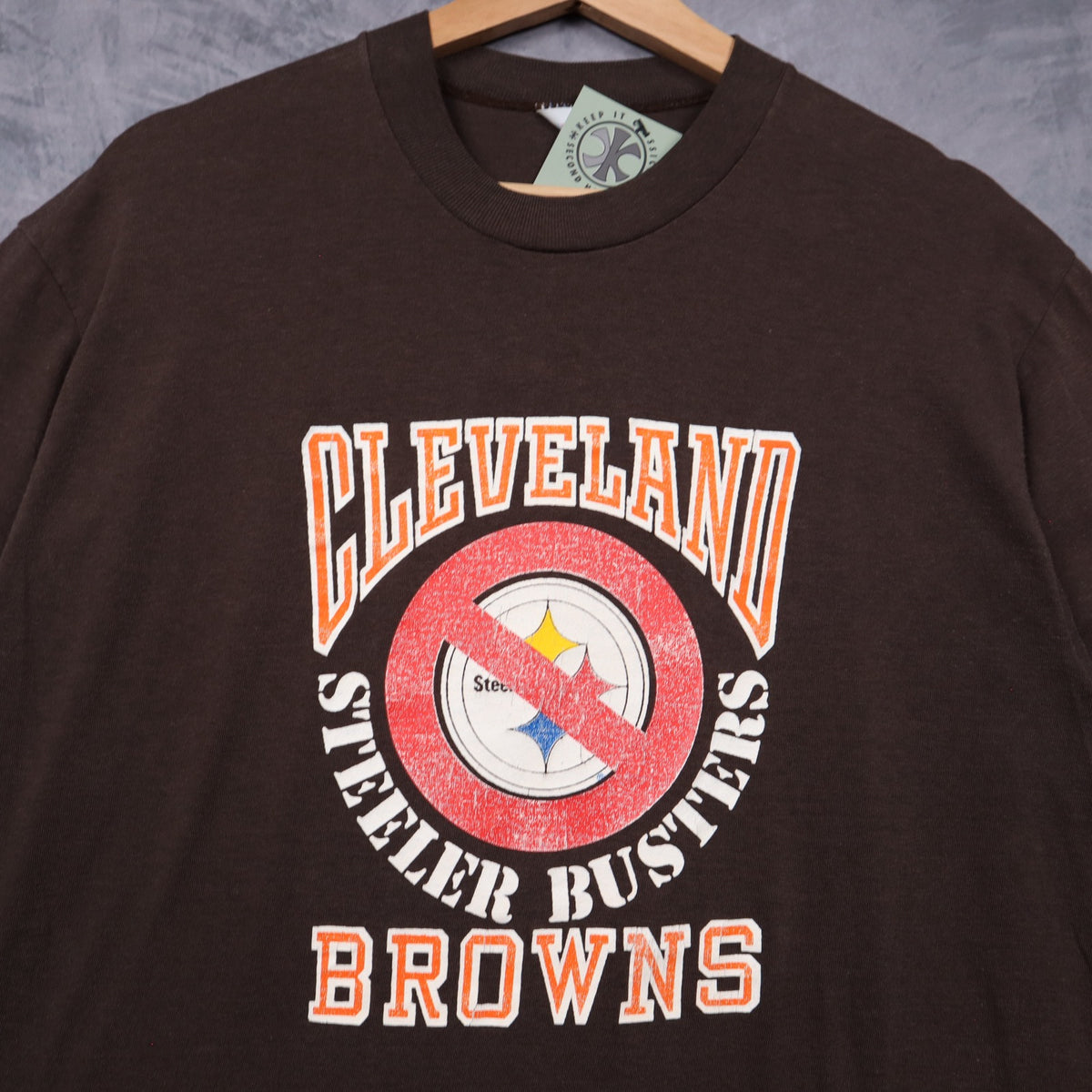 90s Brown Cleveland Browns 'Steeler Busters' Shirt 6639