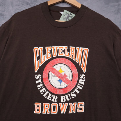 90s Brown Cleveland Browns 'Steeler Busters' Shirt 6639