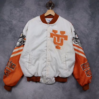 90s White Texas Longhorns Chalk Line Bomber Jacket 5911