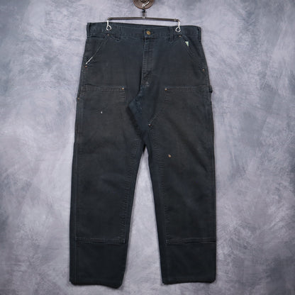 00s Faded Black Carhartt Double Knee Carpenter Work Pants 5084