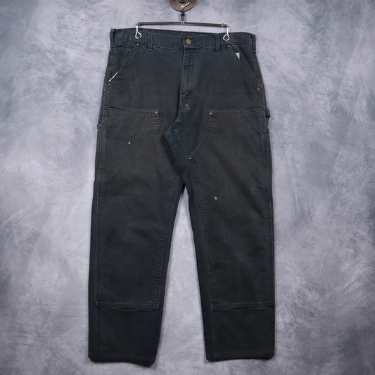 00s Faded Black Carhartt Double Knee Carpenter Work Pants 5084