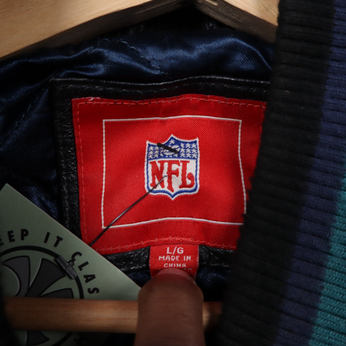 90s Black Miami Dolphins Leather Varsity Jacket 6519