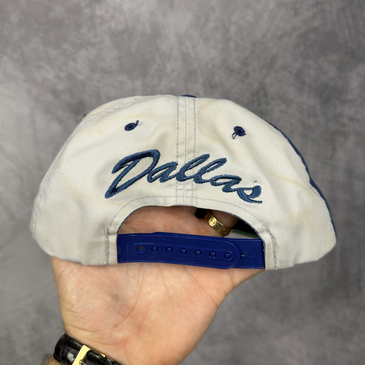 90s Blue and Silver Dallas Cowboys Big Logo Snapback Hat 6853