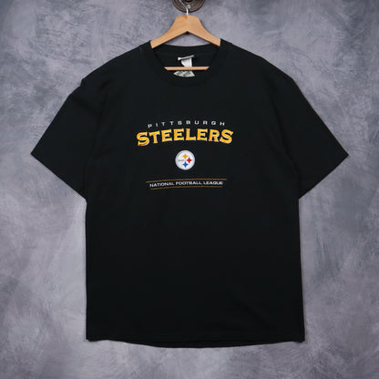Early 00s Black Pittsburgh Steelers Embroidered Shirt 6767