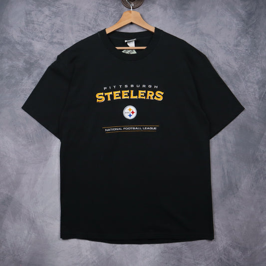 Early 00s Black Pittsburgh Steelers Embroidered Shirt 6767