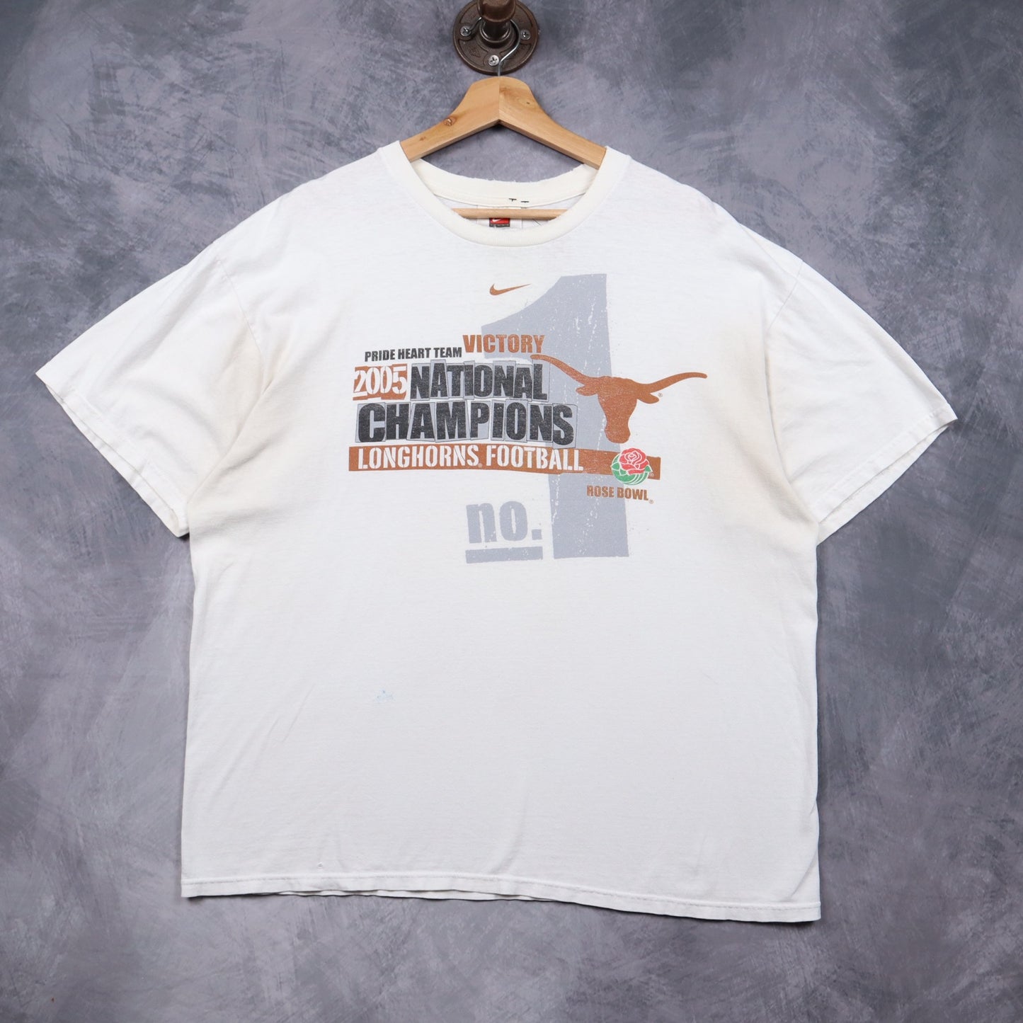 2005 White Texas Longhorns National Champions Rose Bowl Nike Shirt 5752