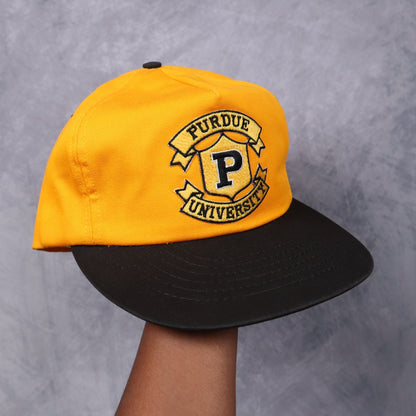 90s Yellow Purdue University Snapback Hat 5559