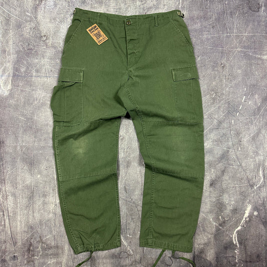 90s Olive Green Proper Military Fatigue Cargo Pants 38x31 AI51
