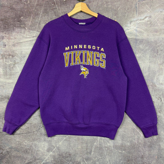 90s Purple Minnesota Vikings Embroidered Graphic Crewneck Sweatshirt M 1230