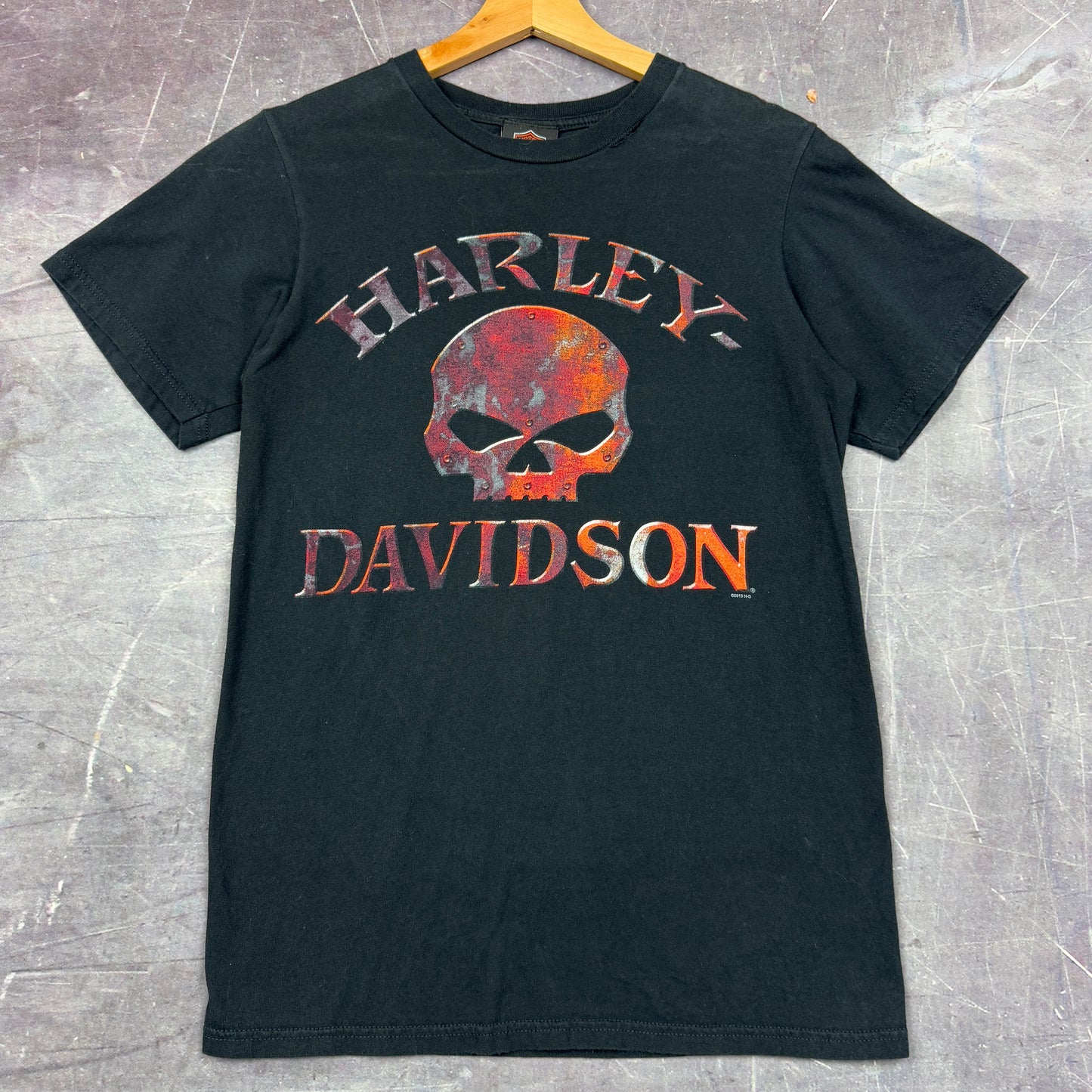 00s Black Skull Nashville Harley Davidson Motorcycle Graphic Shirt S 1128