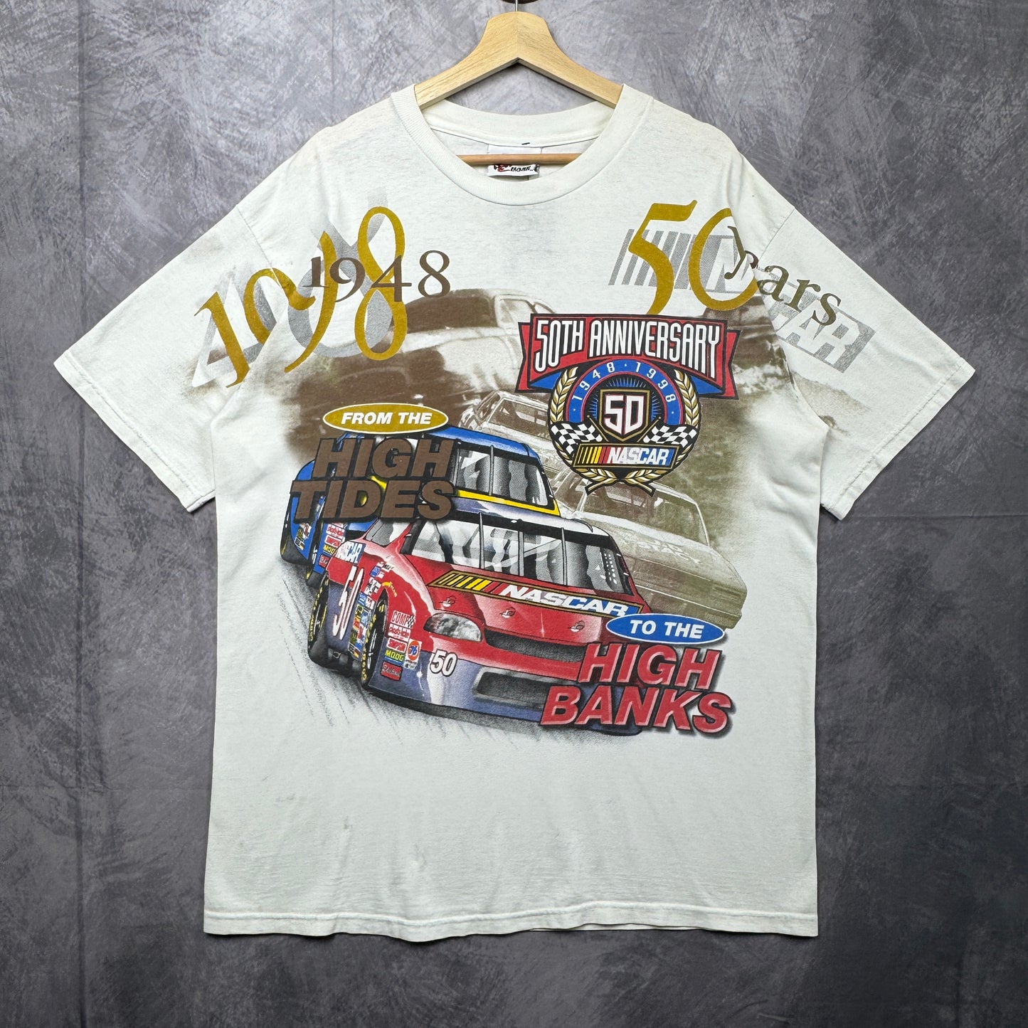 1998 White Nascar 50th Anniversary Shirt 3933