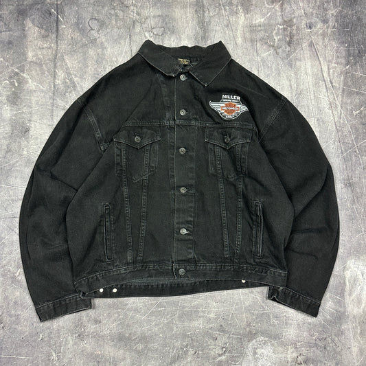 1998 Black Harley Davidson Denim Jacket XL W48