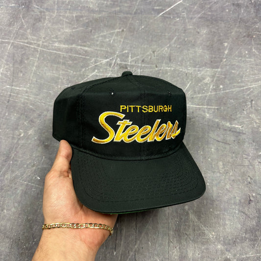 90s Sports Specialties Pittsburgh Steelers Double Line Script Hat A03