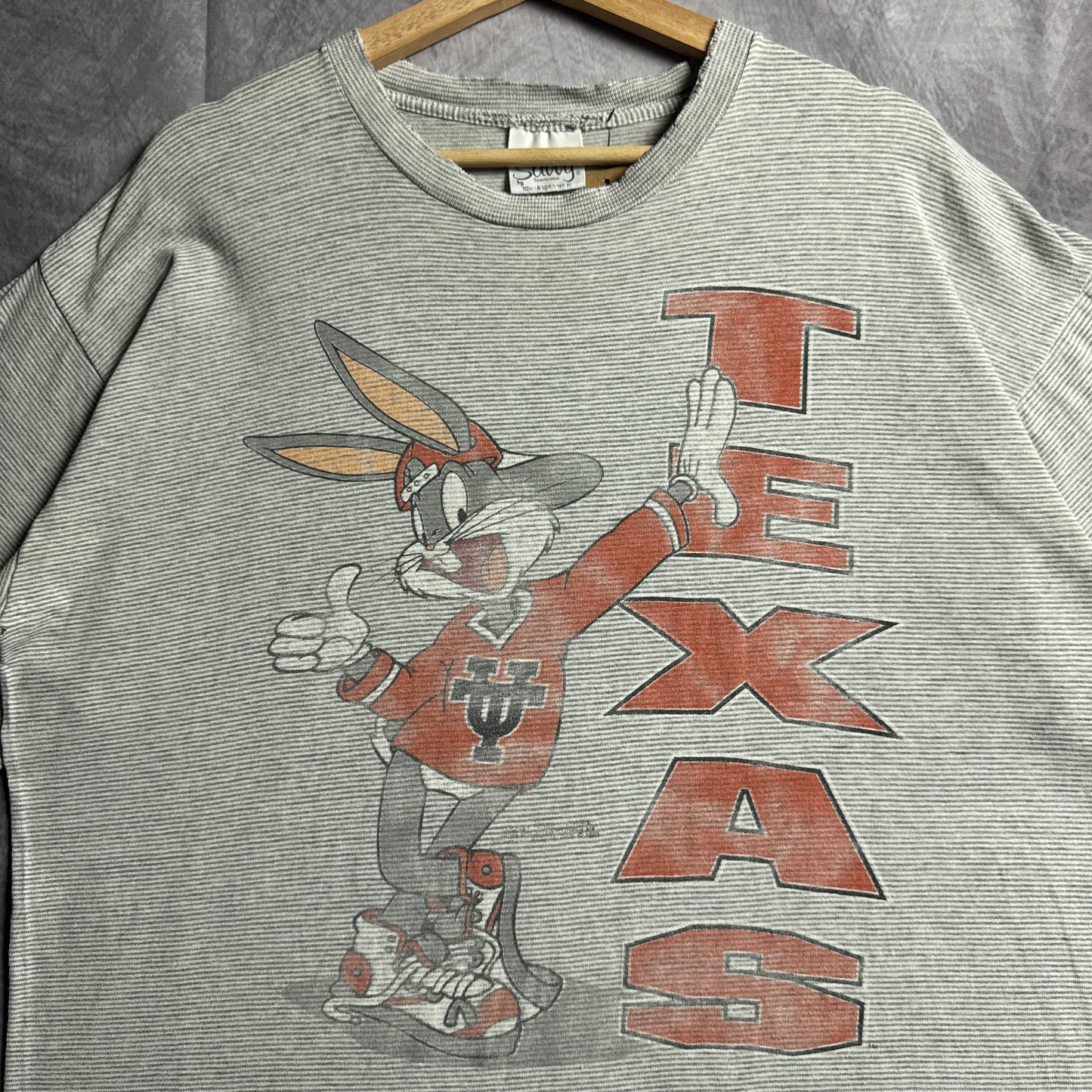 90s Grey Texas Longhorns Bugs Bunny Shirt 4559