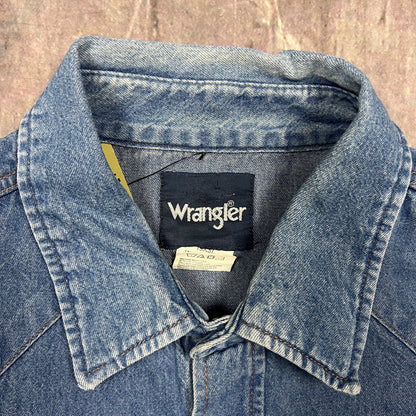 90s Light Wash Wrangler Pearl Snap Denim Shirt XXL AM46