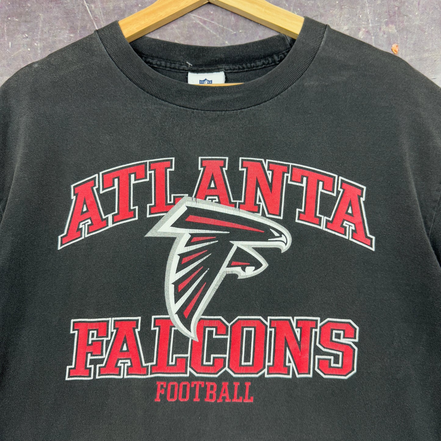 Early 00s Faded Black Atlanta Falcons Football Graphic Shirt L 0917