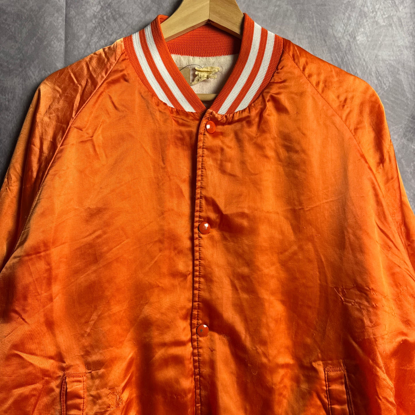 80s Orange Texas Longhorns Satin Bomber Jacket 4466