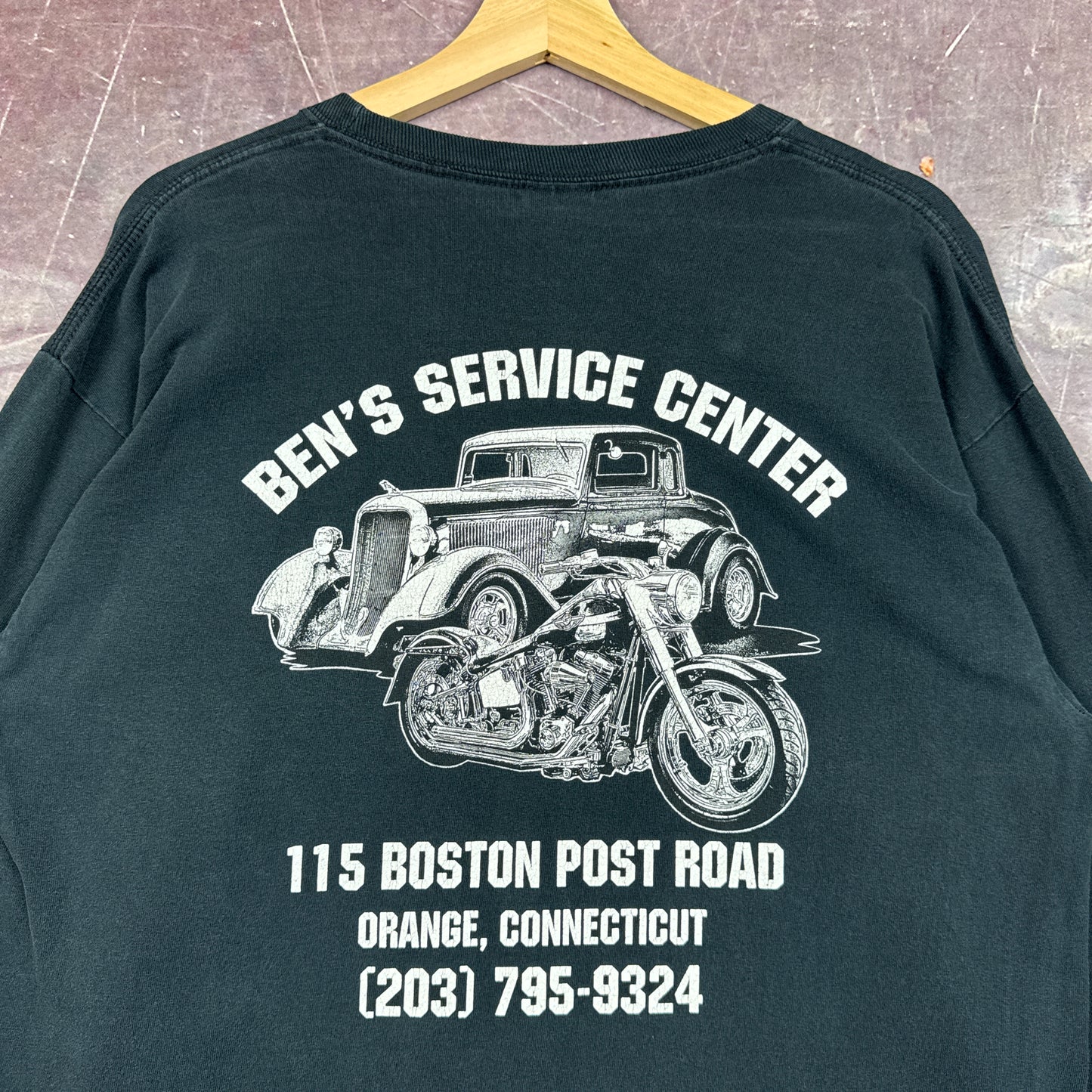 00s Black Ben's Motorcycle Flame Sleeve Shirt 3107