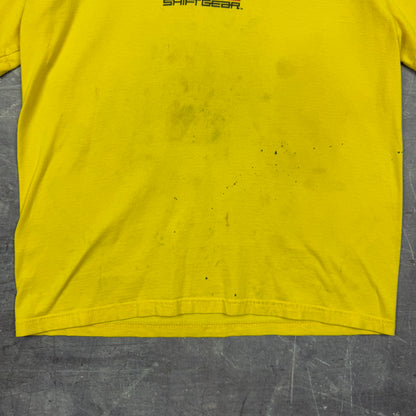 Early 00s Yellow Team SGR Shift Gear Drifting Racing Graphic Shirt M 1020