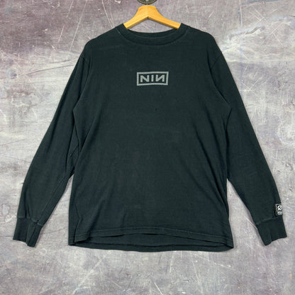 90s Black Nine Inch Nails Too F'd Up To Care Anymore Fragility V2.0 Tour  Graphic Long Sleeve Shirt M 0938