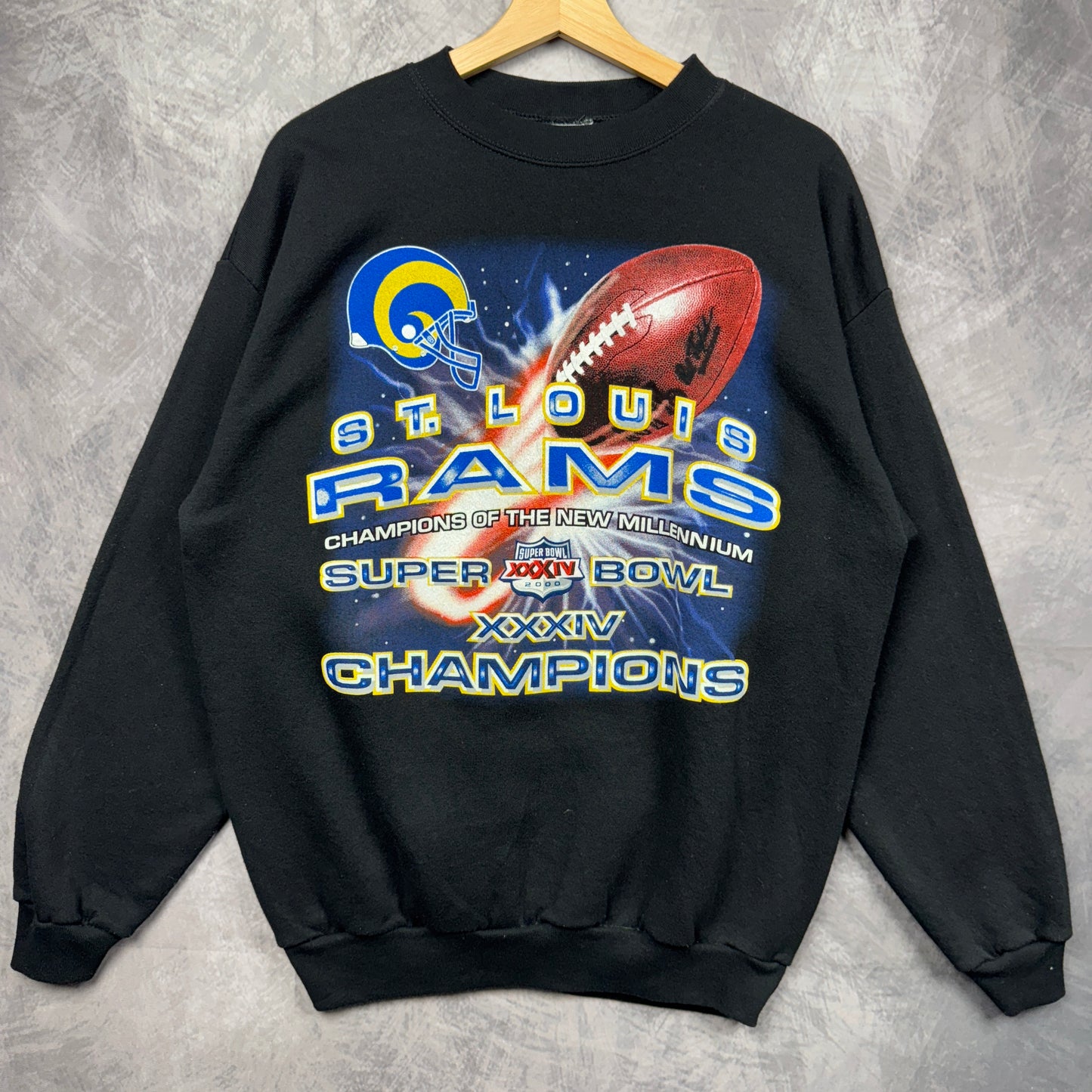 2000 Black St Louis Rams Crewneck Sweatshirt 4099